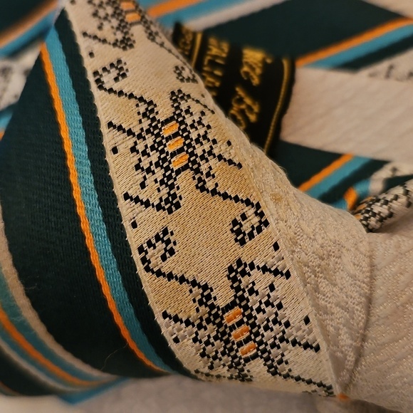 Vtg PRINCE BELLINI Striped Gray and Teal Clip-on Tie - Picture 6 of 7